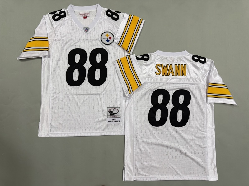 Men 2025 Pittsburgh Steelers #88 Swann white Throwback Limited NFL Jersey style 001